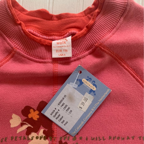 Cakewalk ~new~Pink Short Sleeve Sweatshirt with Orange - Picture 2 of 9
